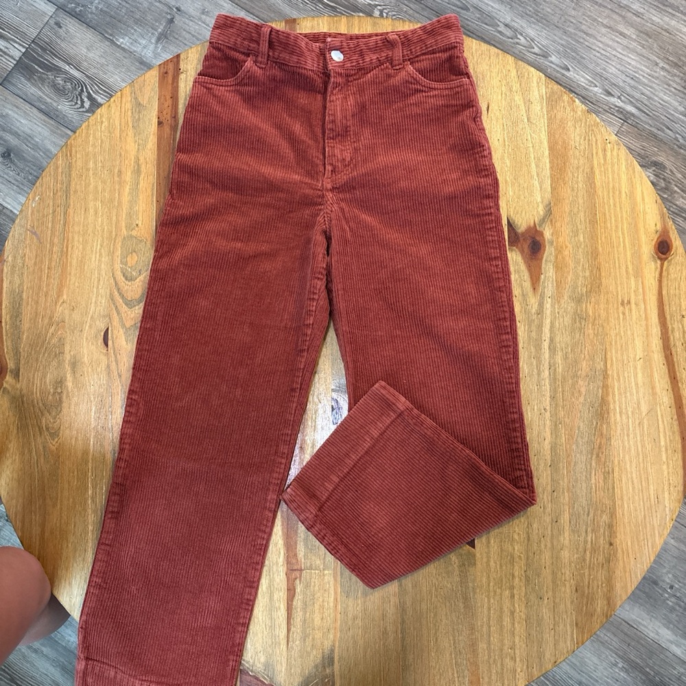 High-Rise Rust Corduroy Pants